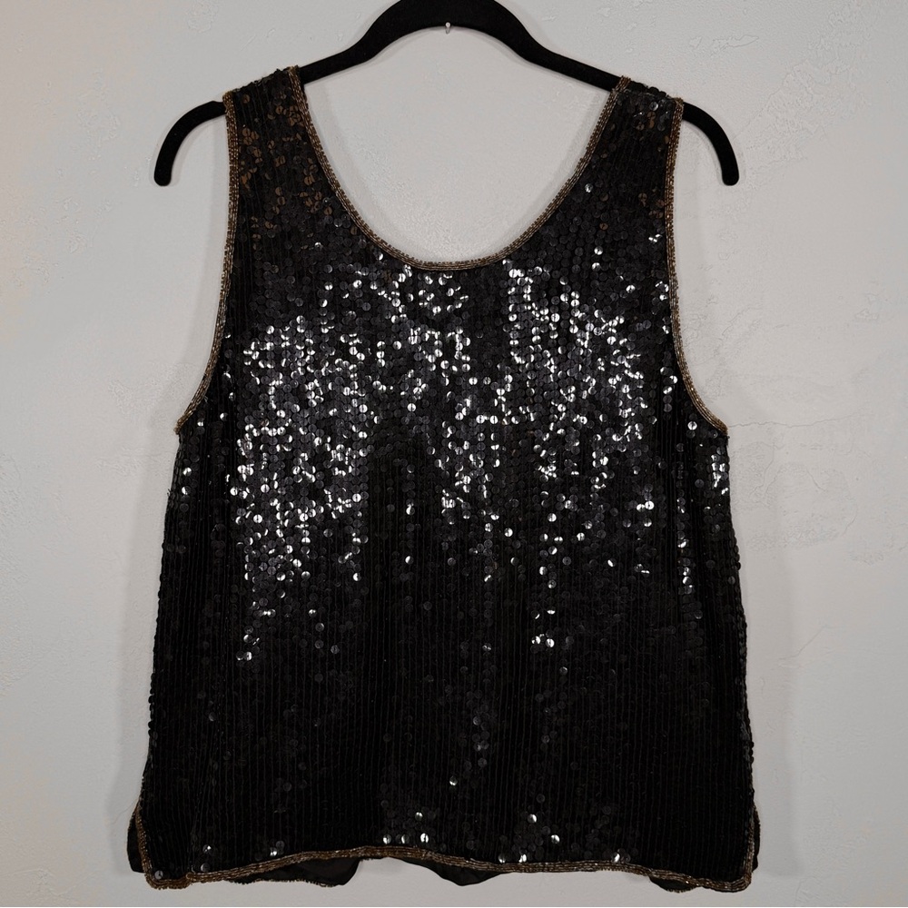 Vintage Rina Z. New York Montreal Paris 100% Silk Sequin Beaded Stars Tank Top - Picture 3 of 17
